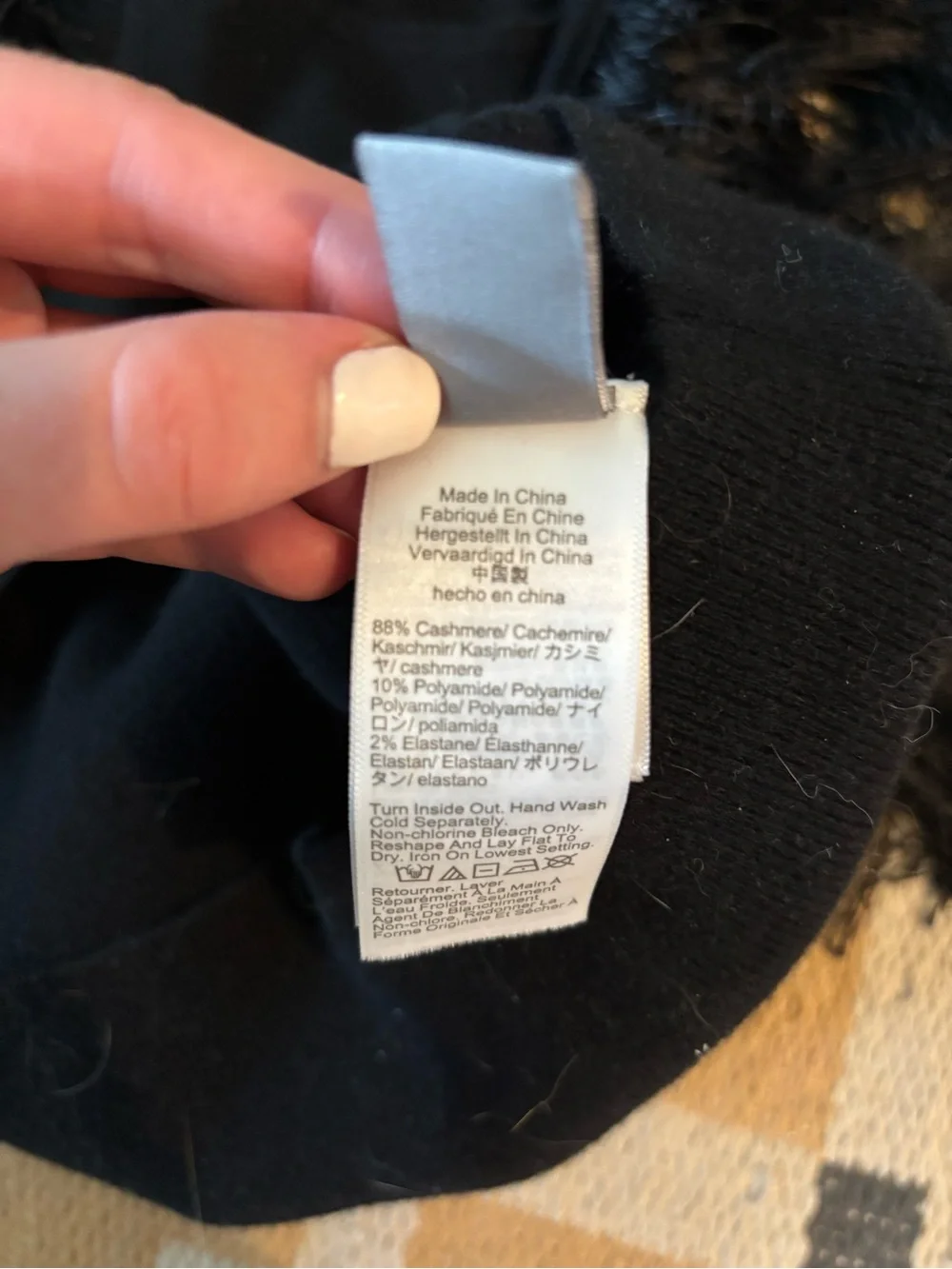 J. Crew Black Fringe-Trim cashmere tank